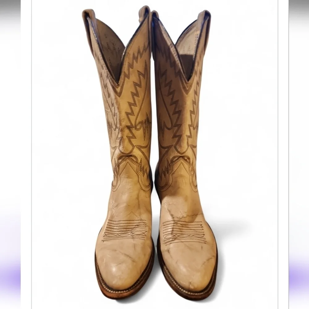 Vintage Miller Stockman Men's Western  Leather Cowboy Boots Size 8.5 D USA Made